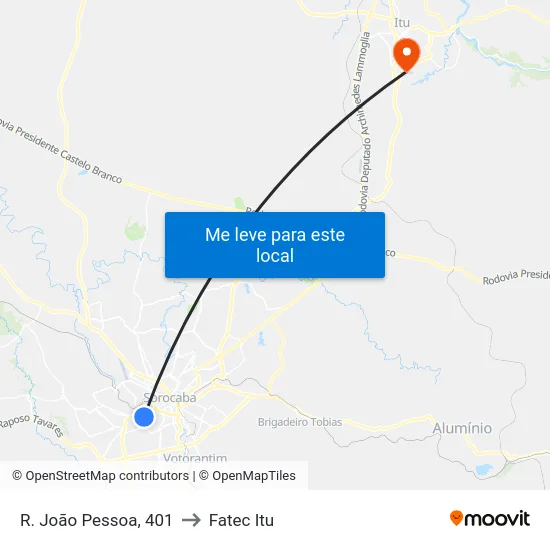 R. João Pessoa, 401 to Fatec Itu map