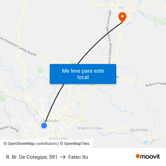 R. Br. De Cotegipe, 591 to Fatec Itu map