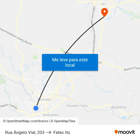 Rua Ângelo Vial, 203 to Fatec Itu map