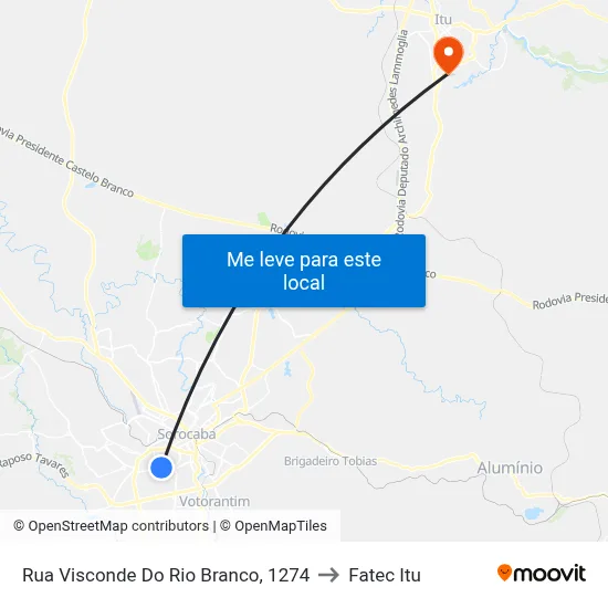 Rua Visconde Do Rio Branco, 1274 to Fatec Itu map