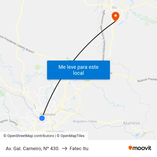 Av. Gal. Carneiro, Nº 430. to Fatec Itu map