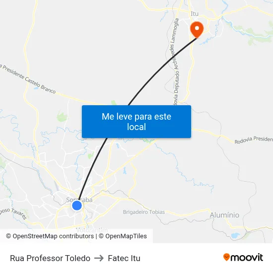 Rua Professor Toledo to Fatec Itu map