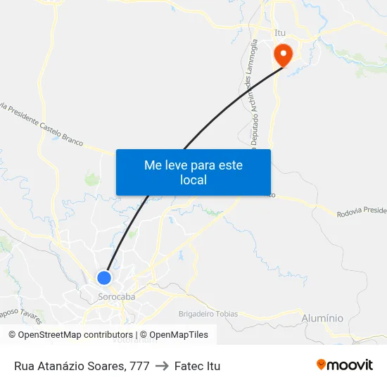 Rua Atanázio Soares, 777 to Fatec Itu map