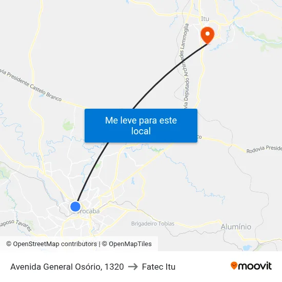 Avenida General Osório, 1320 to Fatec Itu map
