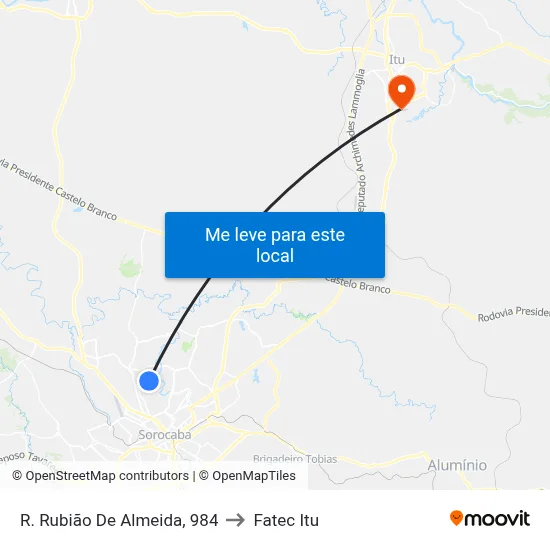 R. Rubião De Almeida, 984 to Fatec Itu map
