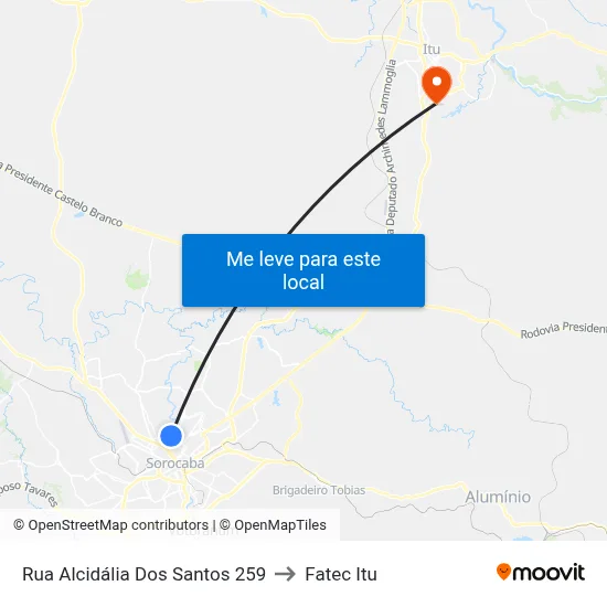 Rua Alcidália Dos Santos 259 to Fatec Itu map