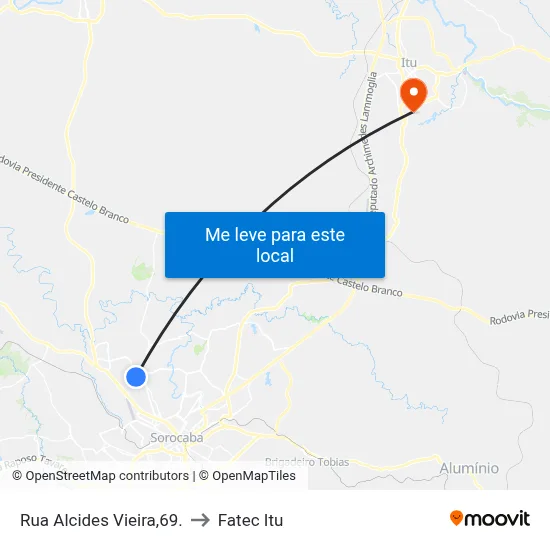Rua Alcides Vieira,69. to Fatec Itu map