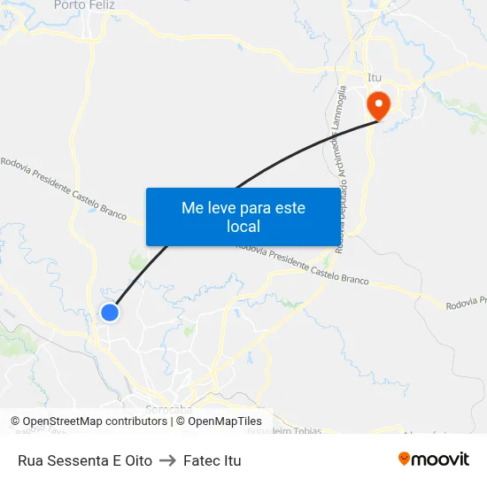 Rua Sessenta E Oito to Fatec Itu map