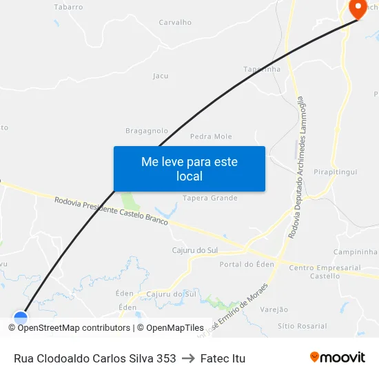 Rua Clodoaldo Carlos Silva 353 to Fatec Itu map
