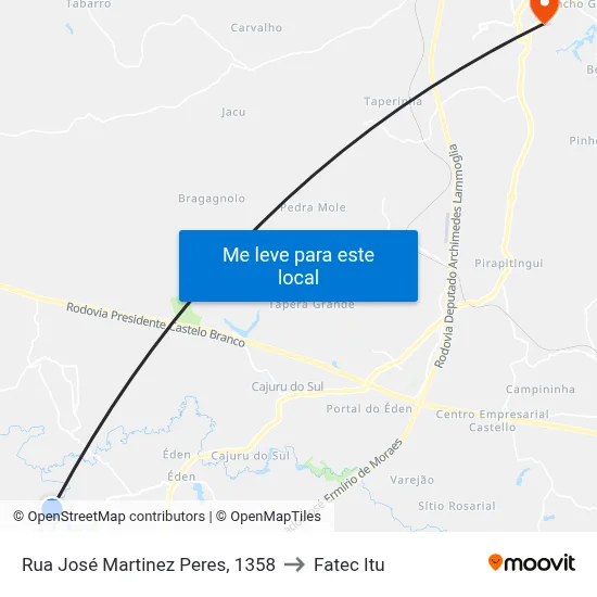 Rua José Martinez Peres, 1358 to Fatec Itu map