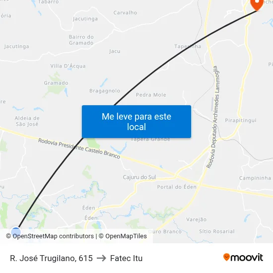 R. José Trugilano, 615 to Fatec Itu map