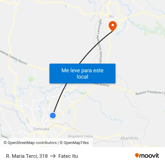 R. Maria Terci, 318 to Fatec Itu map