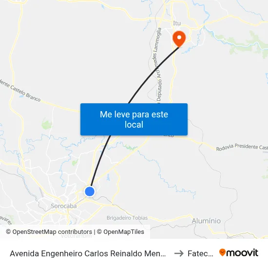 Avenida Engenheiro Carlos Reinaldo Mendes 3038 to Fatec Itu map