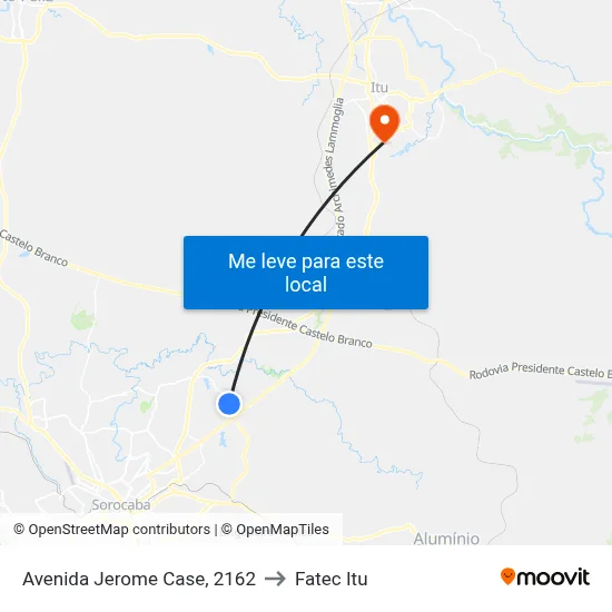 Avenida Jerome Case, 2162 to Fatec Itu map