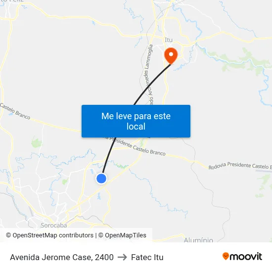 Avenida Jerome Case, 2400 to Fatec Itu map