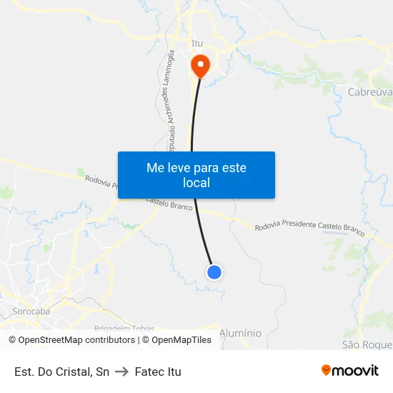 Est. Do Cristal, Sn to Fatec Itu map