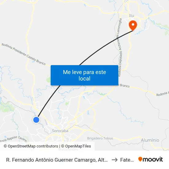 R. Fernando Antônio Guerner Camargo, Altura Do Nº 2041 to Fatec Itu map