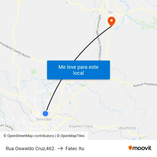 Avenida Oswaldo Cruz,462. to Fatec Itu map