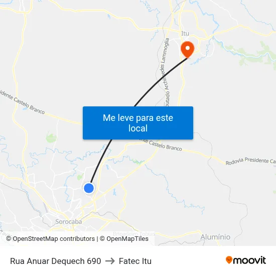 Rua Anuar Dequech 690 to Fatec Itu map