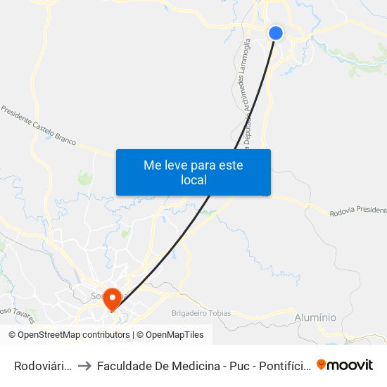 Rodoviária De Itu to Faculdade De Medicina - Puc - Pontifícia Universidade Católica map