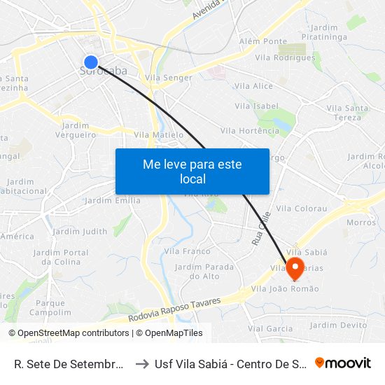 R. Sete De Setembro, 26 to Usf Vila Sabiá - Centro De Saúde map
