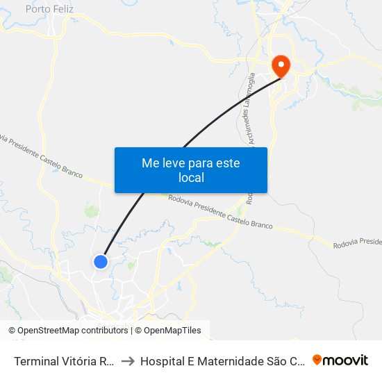 Terminal Vitória Régia to Hospital E Maternidade São Camilo map