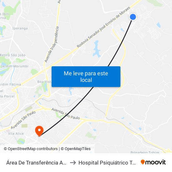 Área De Transferência Aparecidinha to Hospital Psiquiátrico Teixeira Lima map