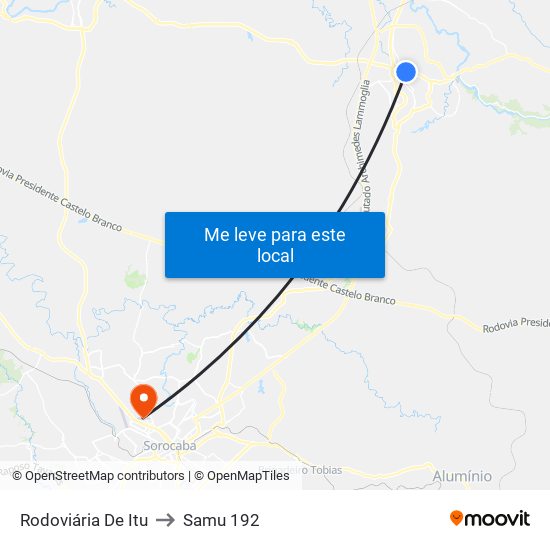 Rodoviária De Itu to Samu 192 map