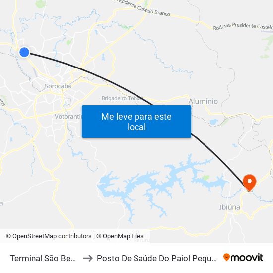 Terminal São Bento to Posto De Saúde Do Paiol Pequeno map