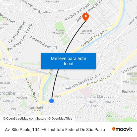 Av. São Paulo, 104 to Instituto Federal De São Paulo map