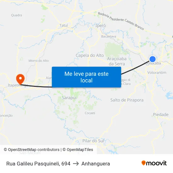 Rua Galileu Pasquineli, 694 to Anhanguera map