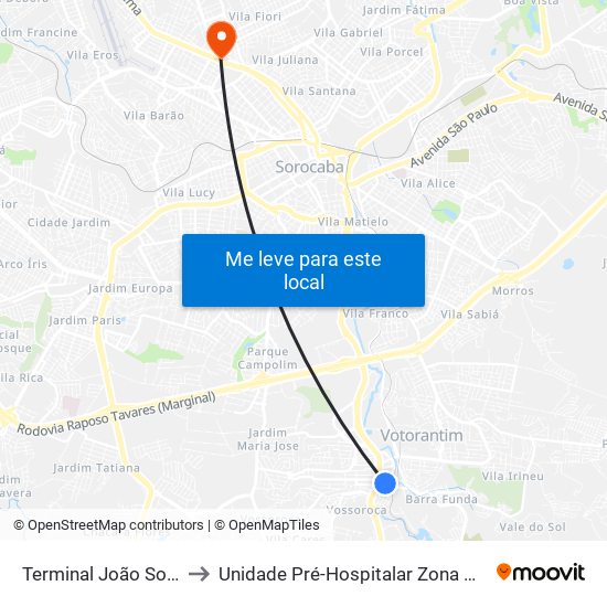 Terminal João Souto to Unidade Pré-Hospitalar Zona Norte map