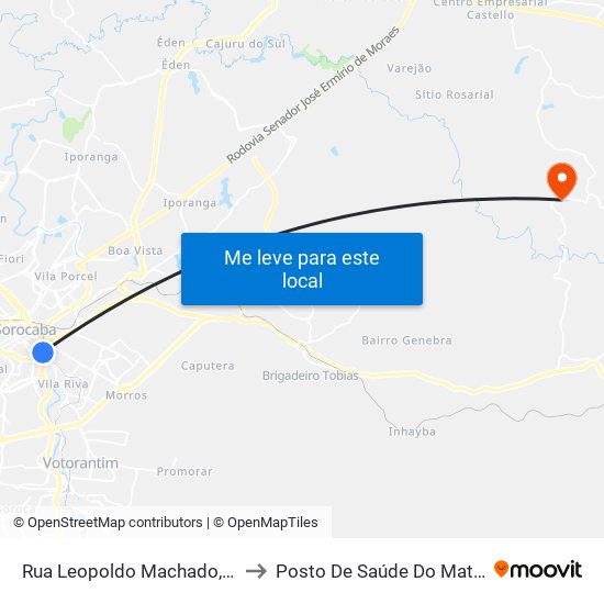 Rua Leopoldo Machado, 333-459 to Posto De Saúde Do Mato Dentro map