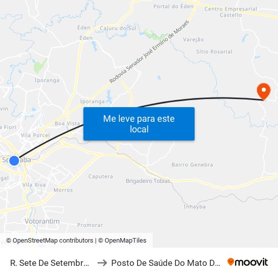 R. Sete De Setembro, 26 to Posto De Saúde Do Mato Dentro map