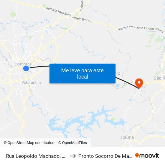 Rua Leopoldo Machado, 333-459 to Pronto Socorro De Mairinque map