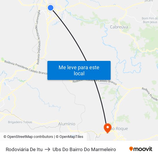 Rodoviária De Itu to Ubs Do Bairro Do Marmeleiro map