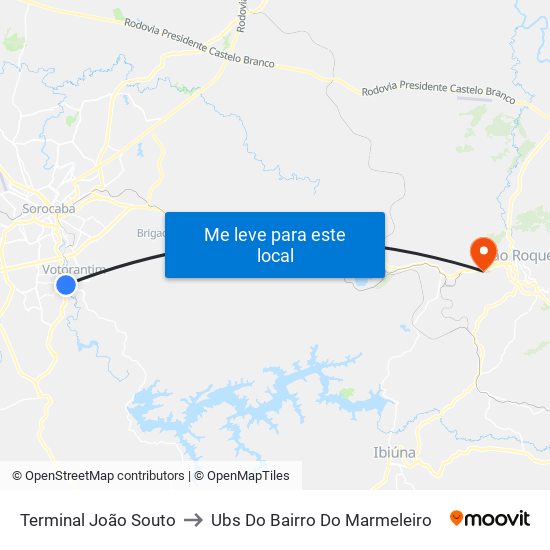 Terminal João Souto to Ubs Do Bairro Do Marmeleiro map