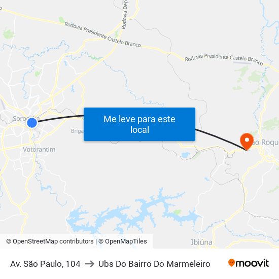 Av. São Paulo, 104 to Ubs Do Bairro Do Marmeleiro map