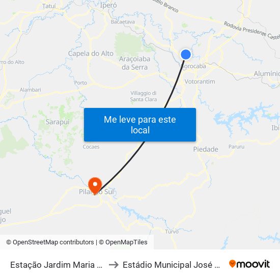 Estação Jardim Maria Antônia Prado to Estádio Municipal José Eugênio Pereira map