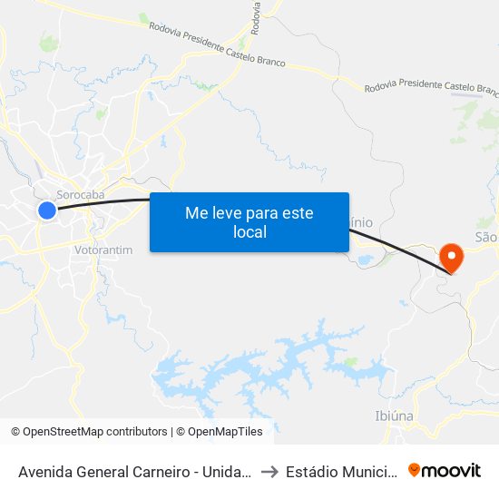 Avenida General Carneiro - Unidade Pré-Hospitalar Da Zona Oeste to Estádio Municipal José Angelini map