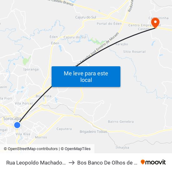 Rua Leopoldo Machado, 333-459 to Bos Banco De Olhos de Sorocaba map