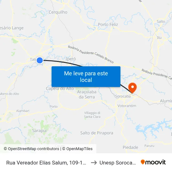 Rua Vereador Elías Salum, 109-149 to Unesp Sorocaba map