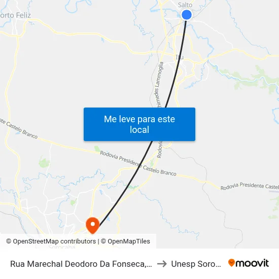 Rua Marechal Deodoro Da Fonseca, 466-556 to Unesp Sorocaba map