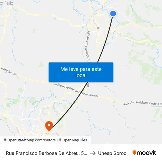 Rua Francisco Barbosa De Abreu, 512-568 to Unesp Sorocaba map