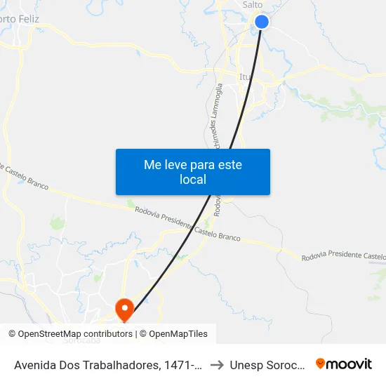 Avenida Dos Trabalhadores, 1471-2265 to Unesp Sorocaba map