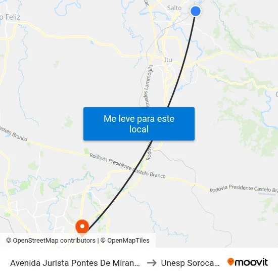 Avenida Jurista Pontes De Miranda to Unesp Sorocaba map