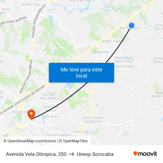 Avenida Vela Olímpica, 350 to Unesp Sorocaba map