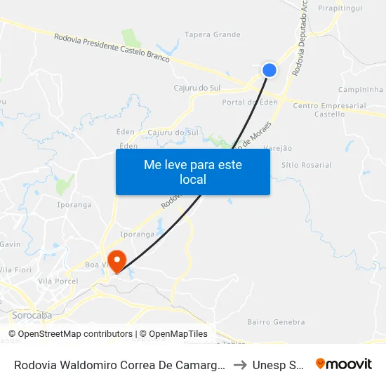 Rodovia Waldomiro Correa De Camargo Itu - São Paulo Brasil to Unesp Sorocaba map