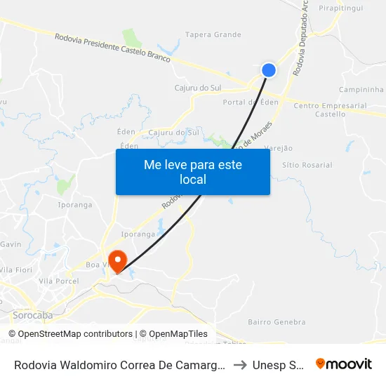 Rodovia Waldomiro Correa De Camargo Itu - São Paulo Brasil to Unesp Sorocaba map