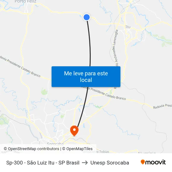 Sp-300 - São Luiz Itu - SP Brasil to Unesp Sorocaba map